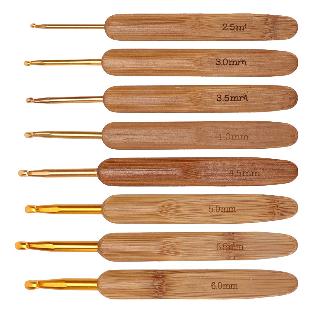 8pcs 2.5-6mm Sizes Crochet Hoo - огляд і ціна Wooden Crochet Hooks Ergonomic Handle